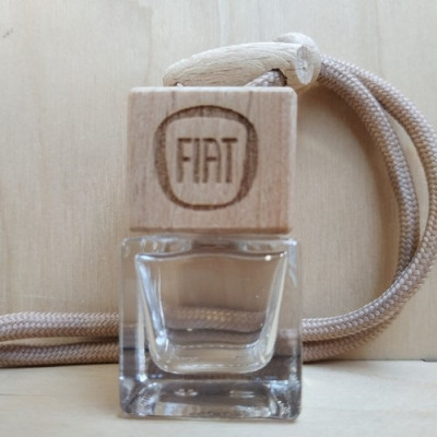 Стеклянный флакон с деревянной крышкой для автомобильного ароматизатора с логотипом Fiat