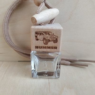 Стеклянный флакон с деревянной крышкой для автомобильного ароматизатора с логотипом Hummer