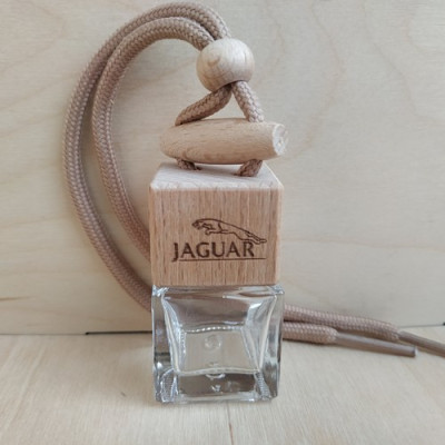 Стеклянный флакон с деревянной крышкой для автомобильного ароматизатора с логотипом Jaguar