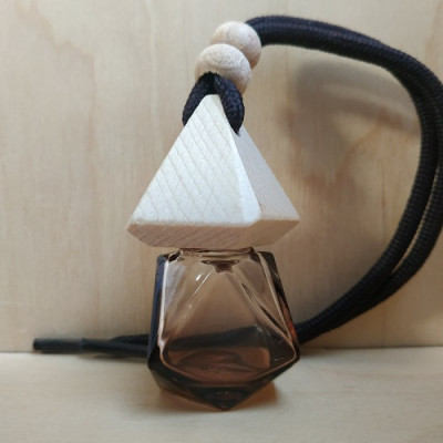 Стеклянный флакон с деревянной крышкой для автомобильного ароматизатора Кристалл, коричневое стекло