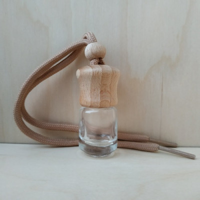 Стеклянный флакон с деревянной крышкой для автомобильного ароматизатора Круглая крышка, круглое стекло