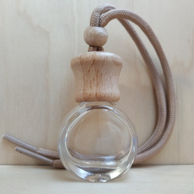Стеклянный флакон с деревянной крышкой для автомобильного ароматизатора Плоский