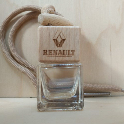 Стеклянный флакон с деревянной крышкой для автомобильного ароматизатора с логотипом Renault